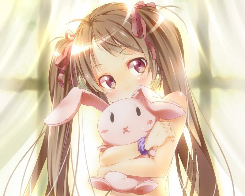 Anime girl holding a bunny