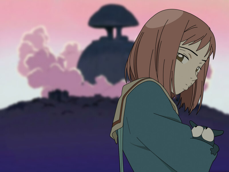 anime girl holding a cat