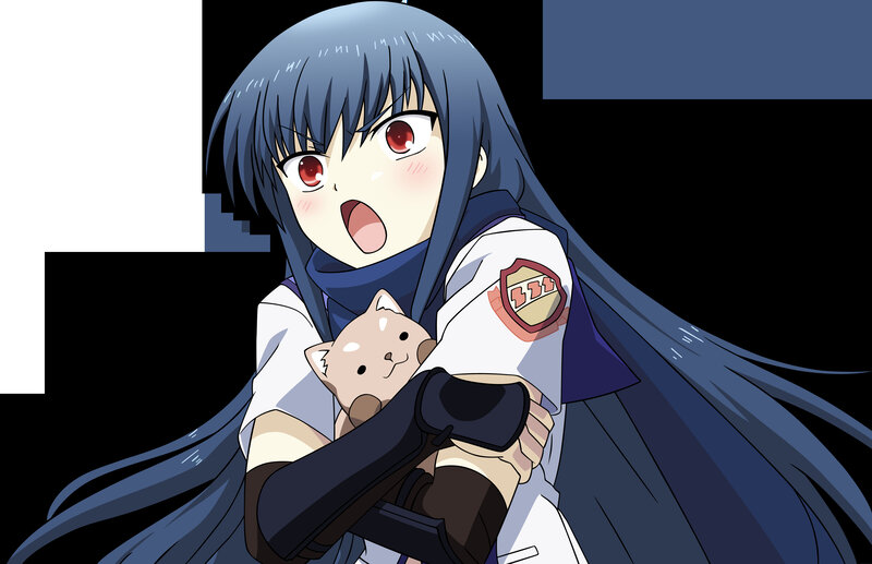 anime girl holding a cat