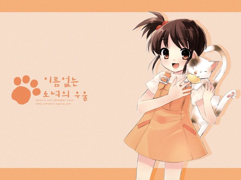 Anime girl holding a cat