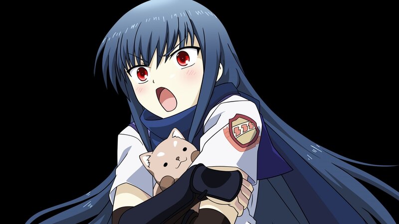 anime girl holding a cat