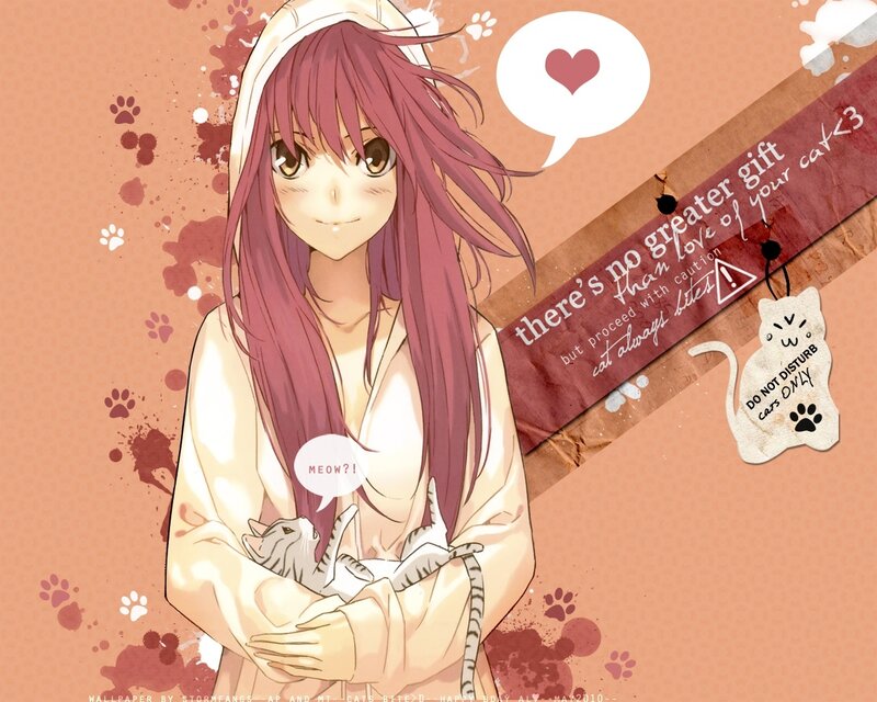 Anime girl holding a cat