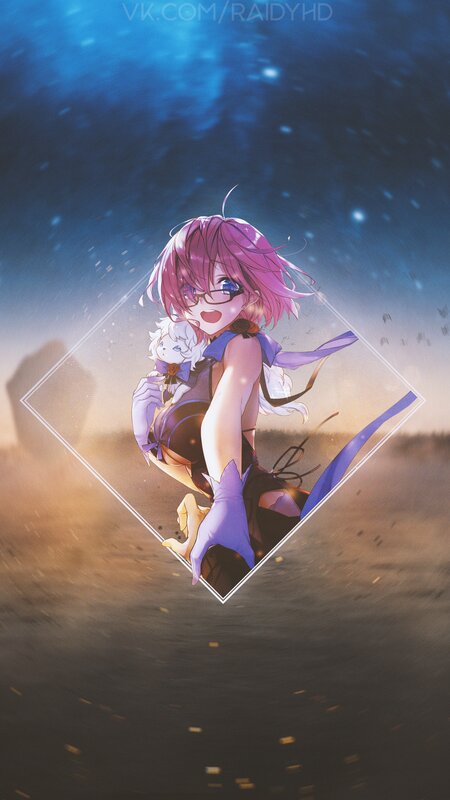 Anime Girl Holding a Creature — Blue, Dramatic
