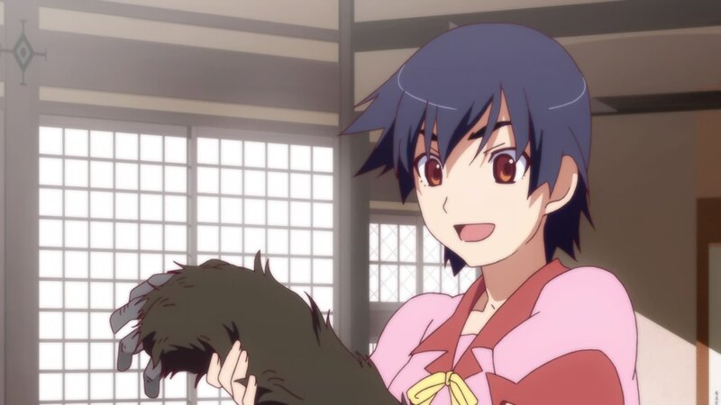 anime girl holding a creature