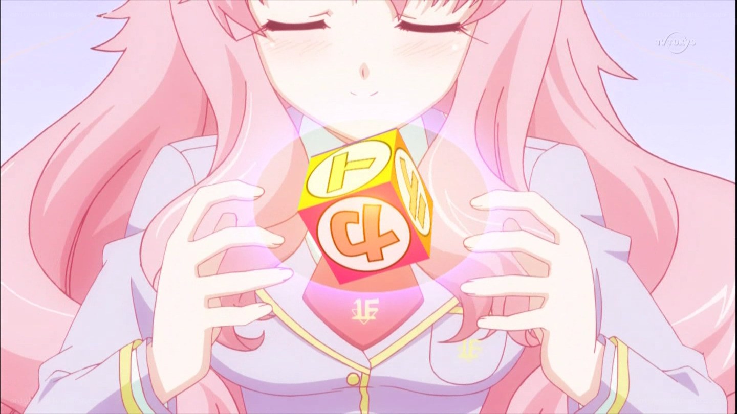 anime girl holding a cube