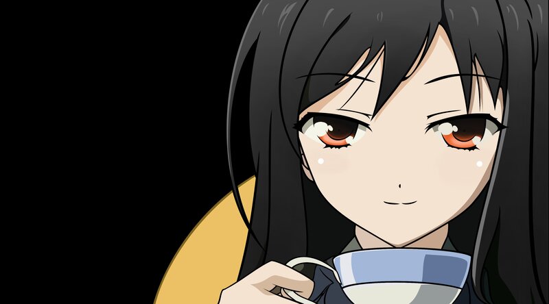 anime girl holding a cup