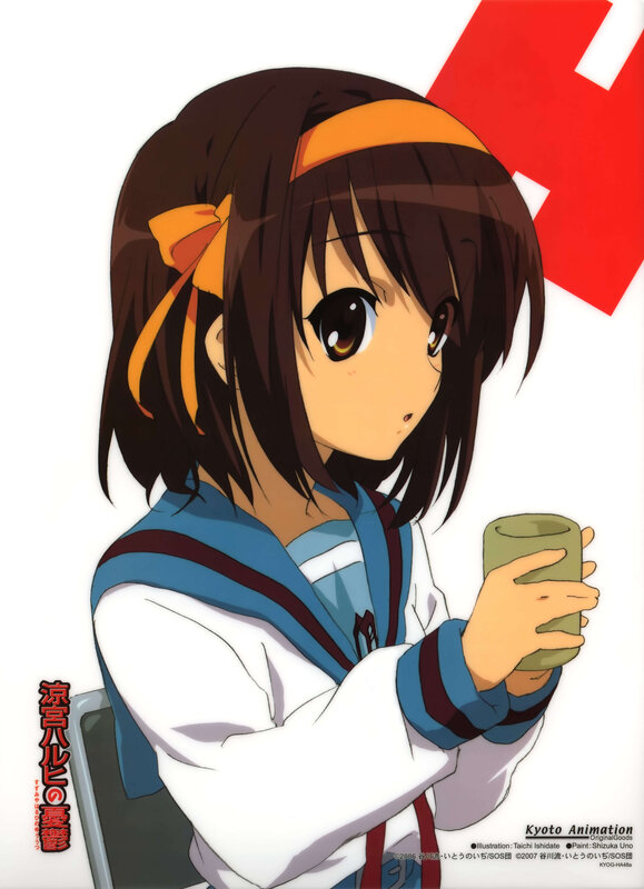 Anime girl holding a cup