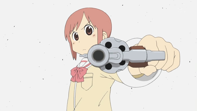 anime girl holding a gun