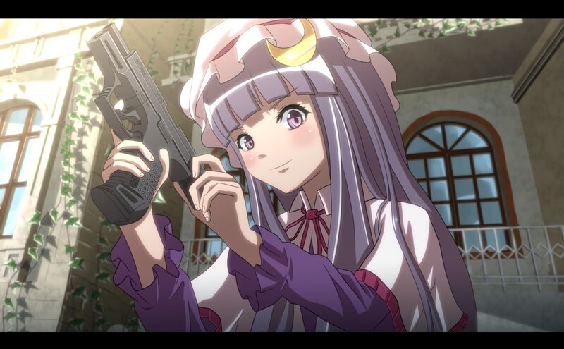 anime girl holding a gun