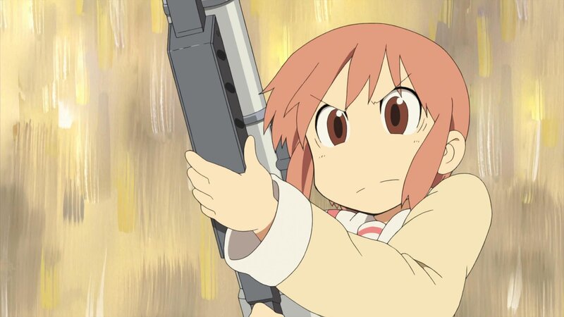 anime girl holding a gun