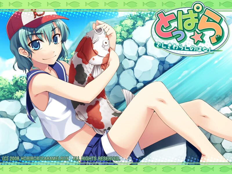 Anime girl holding a koi fish