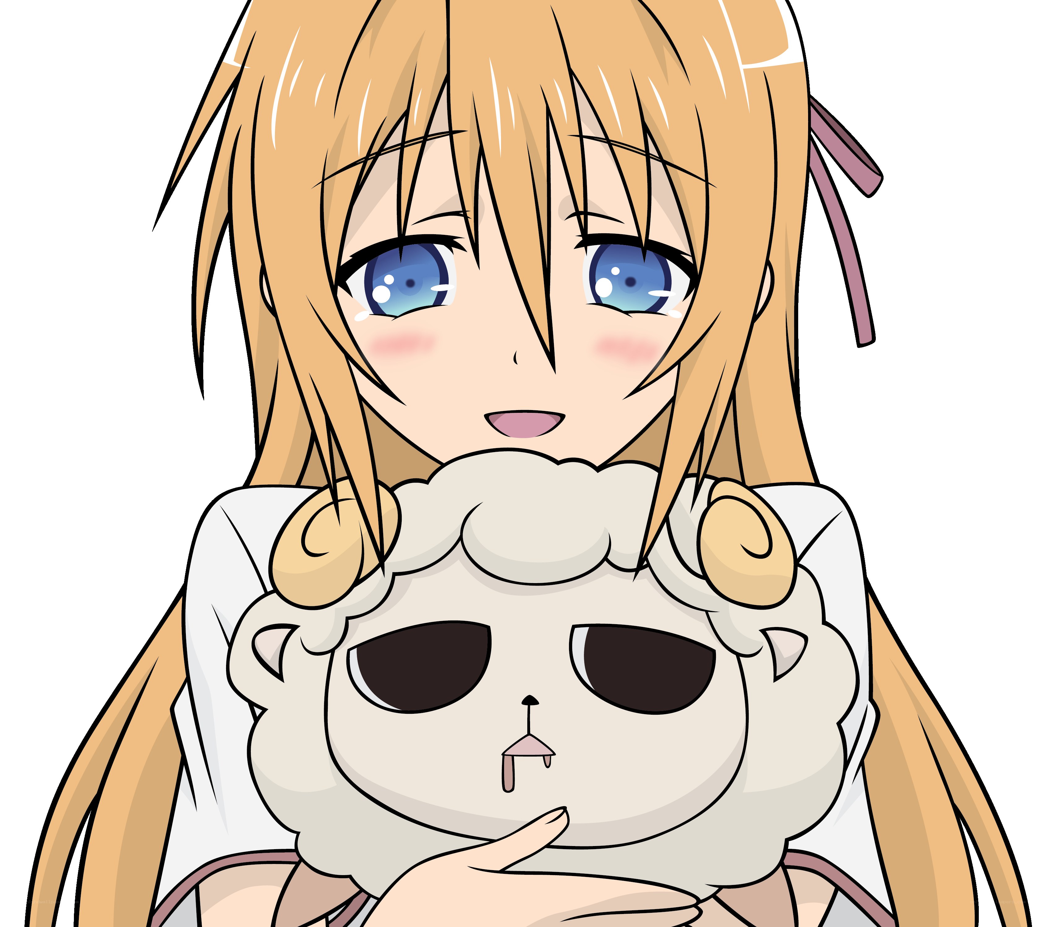 anime girl holding a lamb
