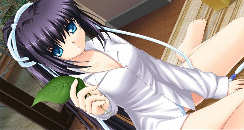 anime girl holding a leaf