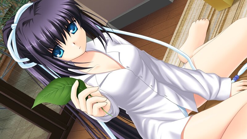 anime girl holding a leaf