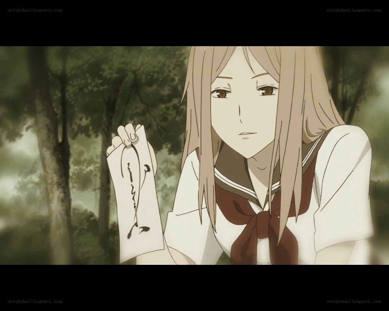 anime girl holding a note