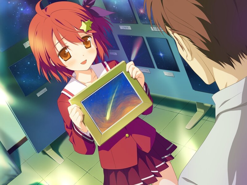 anime girl holding a painting