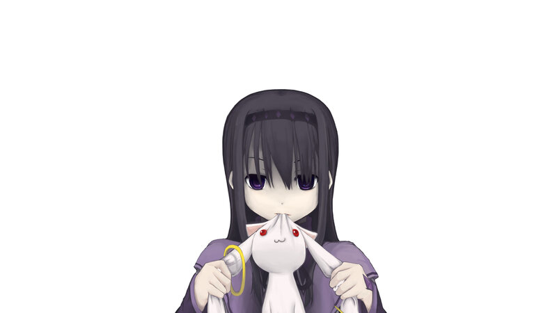 anime girl holding a plush