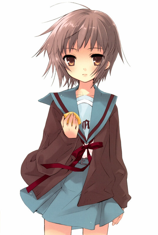 anime girl holding a snack