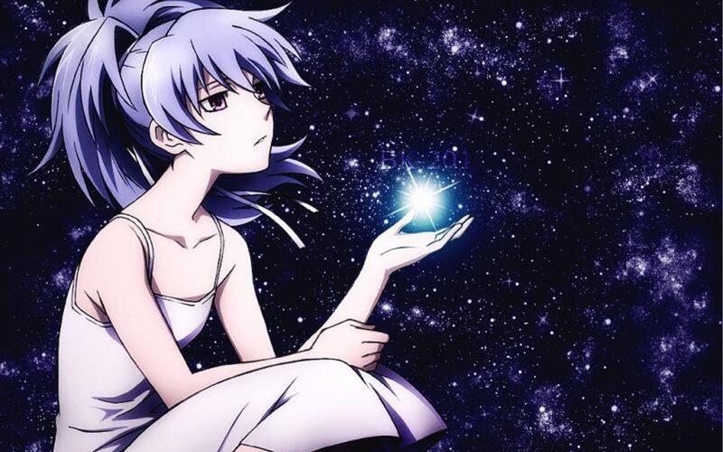 anime girl holding a star