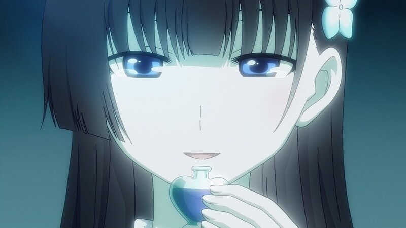 anime girl holding a vial