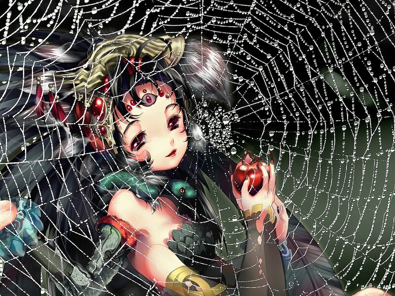 Anime Girl Holding Apple — Black