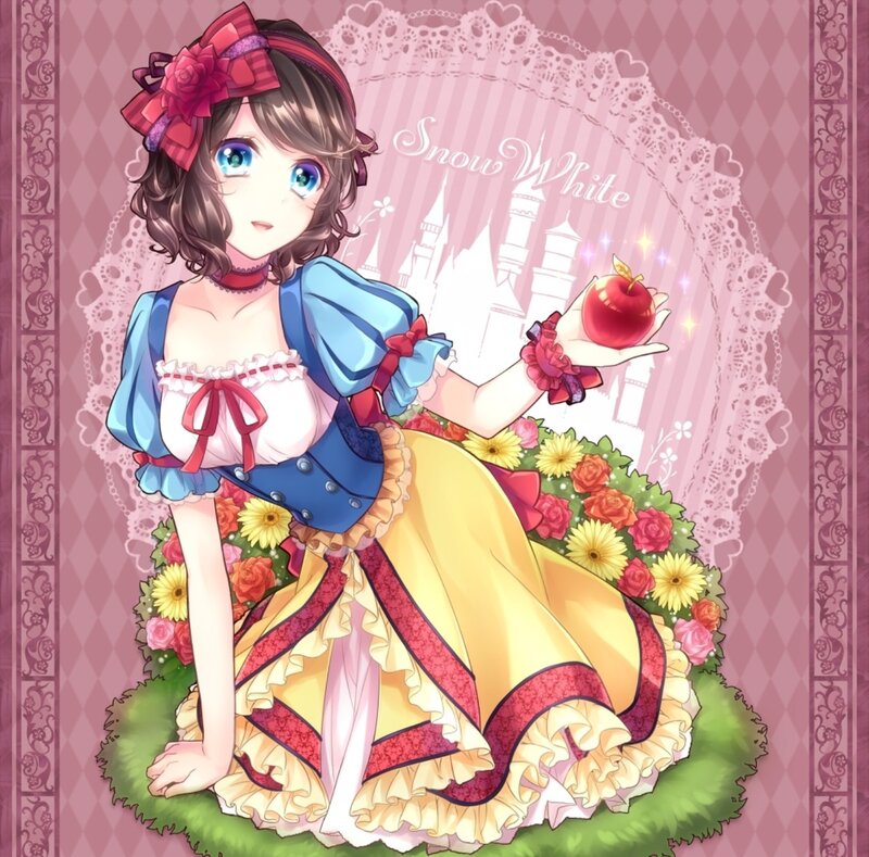 Anime Girl Holding Apple — Pink, Whimsical