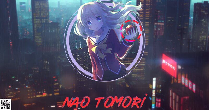 Anime Girl Holding Apple — Purple, Dramatic, Night