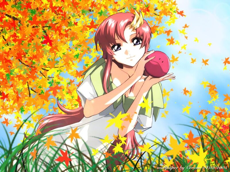 Anime Girl Holding Apple — Red
