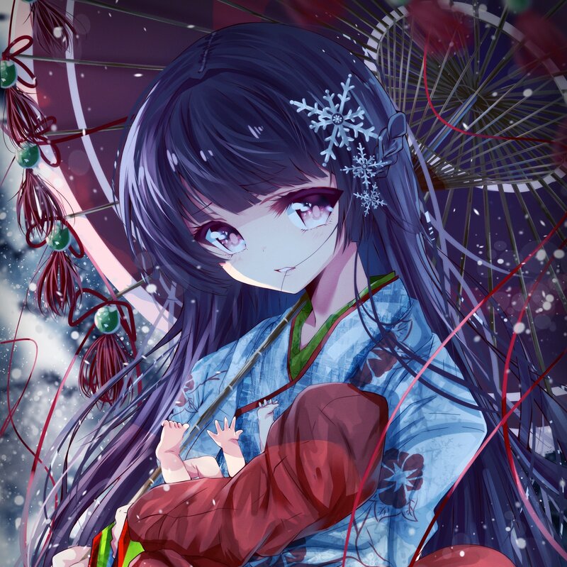 Anime Girl Holding Baby