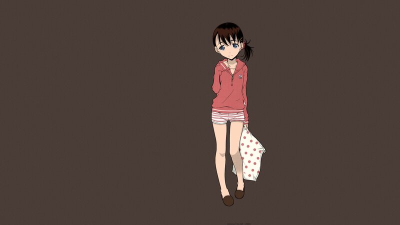 Anime Girl Holding Bag — Brown