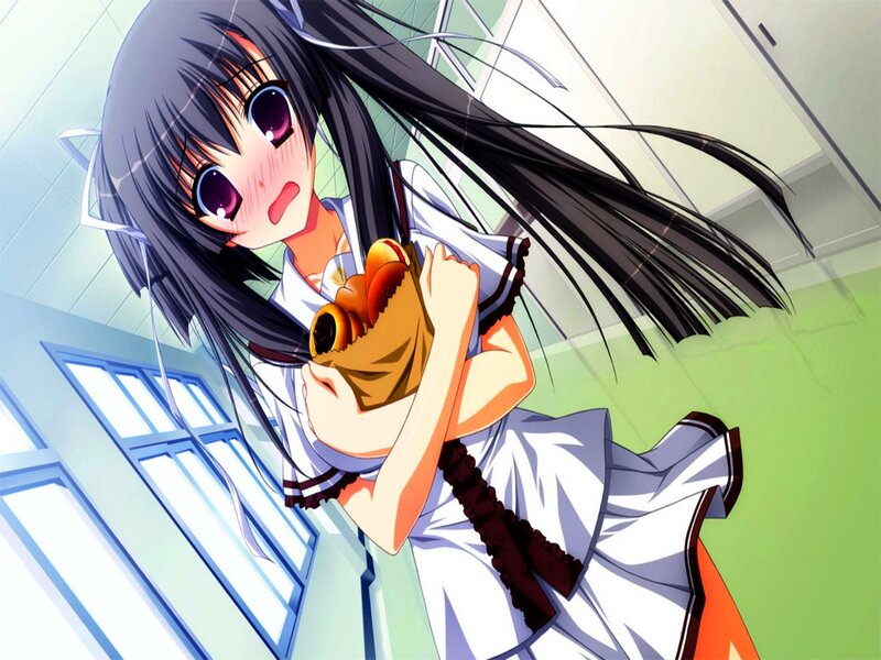 Anime Girl Holding Bag — White