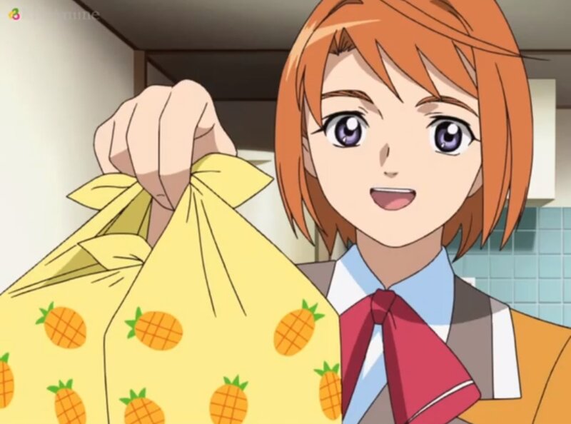 Anime Girl Holding Bag — Yellow