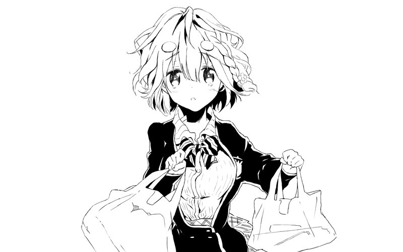 Anime Girl Holding Bags