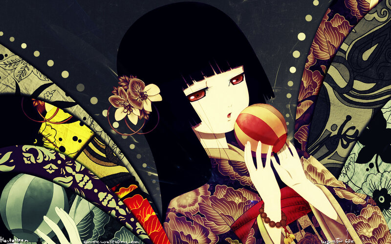 Anime Girl Holding Ball — Black