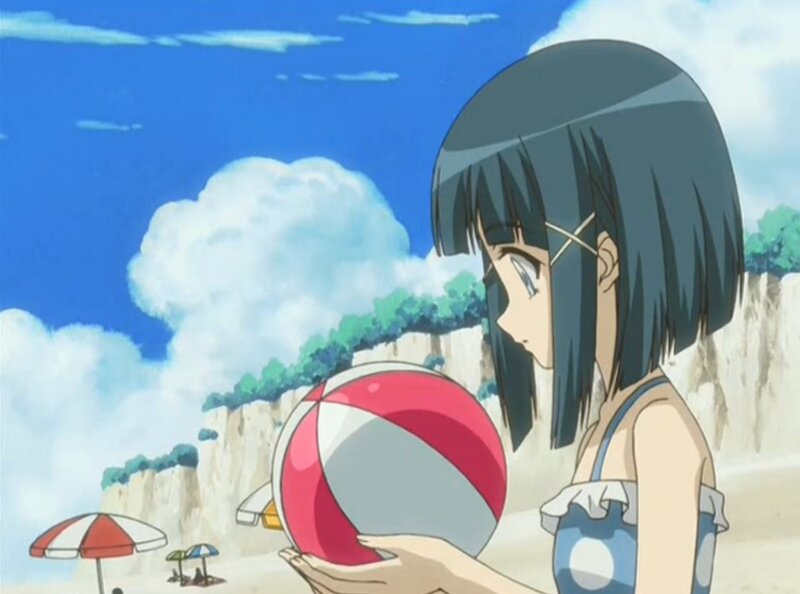 Anime Girl Holding Ball — Blue