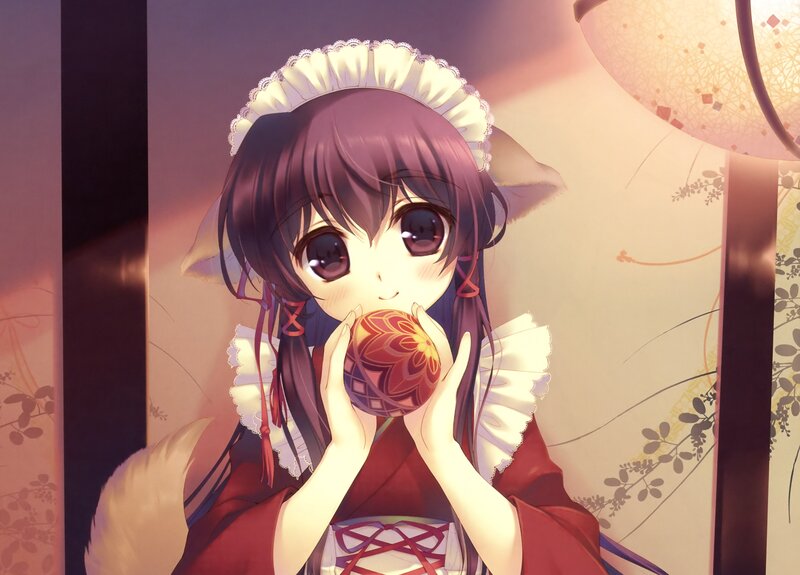 Anime Girl Holding Ball — Purple