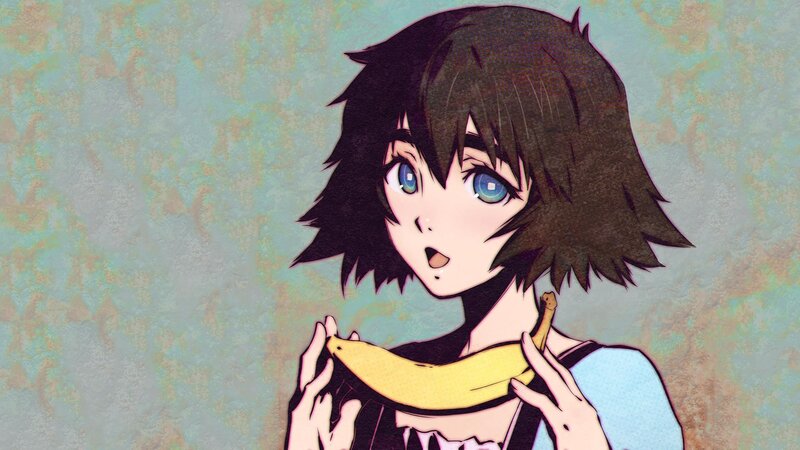 Anime Girl Holding Banana — Brown