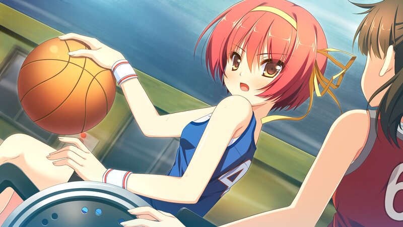 anime girl holding basketball