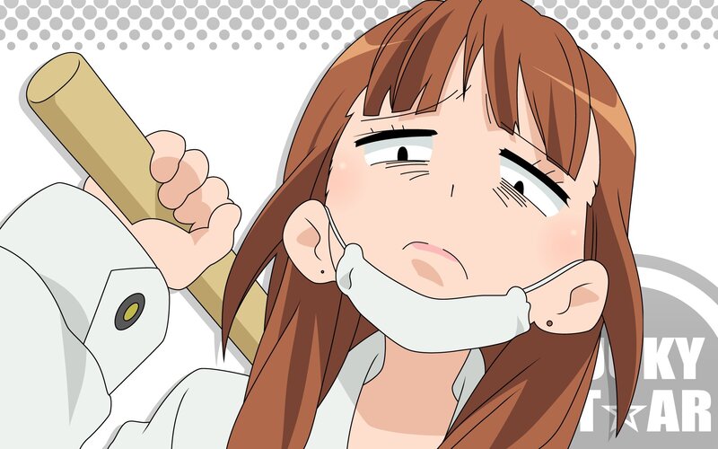 Anime Girl Holding Bat — Brown