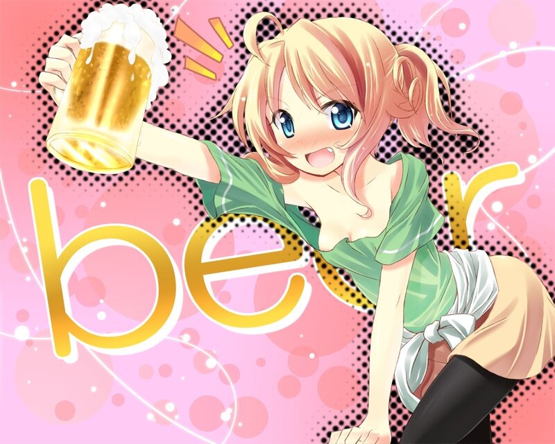 Anime Girl Holding Beer