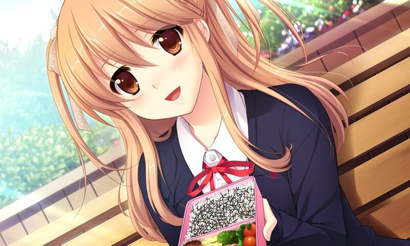 Anime Girl Holding Bento Box