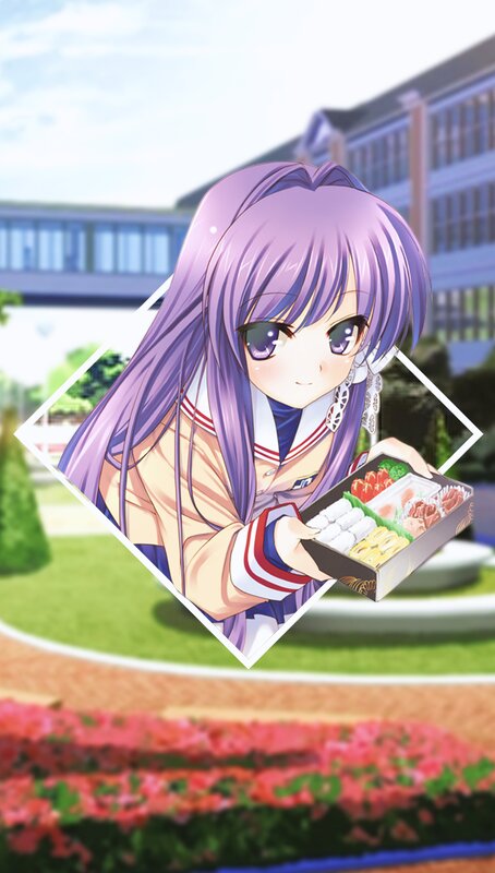 Anime Girl Holding Bento — Purple