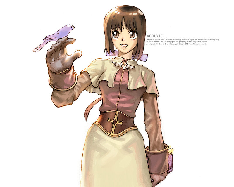 Anime Girl Holding Bird — Brown