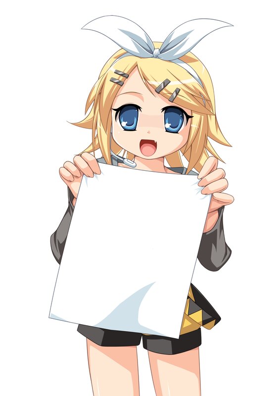 anime girl holding blank paper