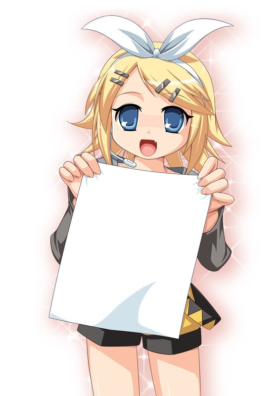 Anime girl holding blank paper