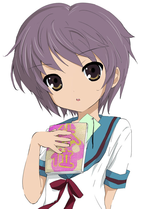 anime girl holding book