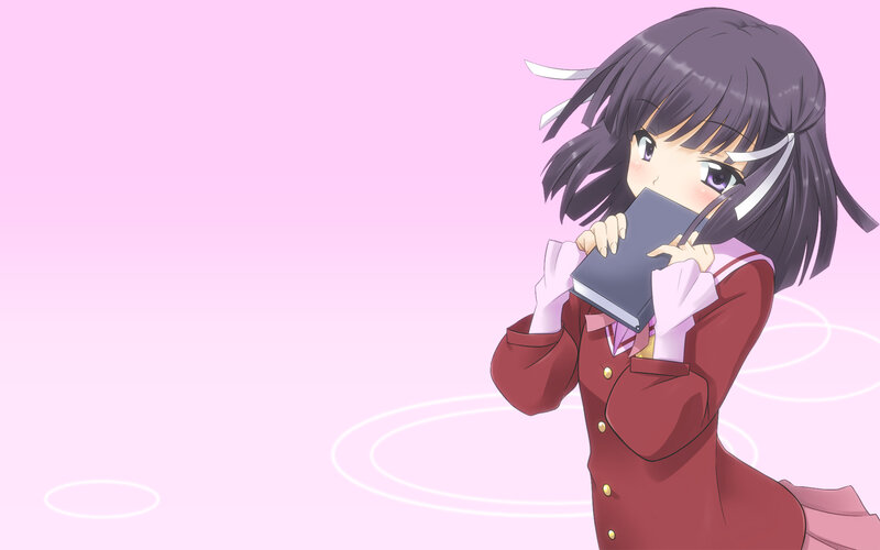 anime girl holding book