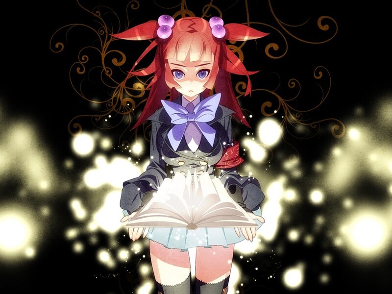 Anime Girl Holding Book — Black, Dramatic, Night
