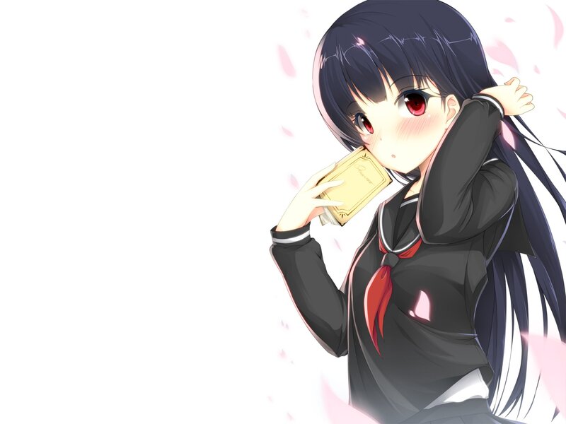 Anime Girl Holding Book — Black