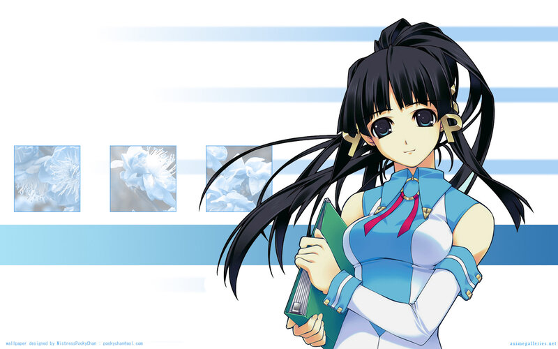 Anime Girl Holding Book — Blue, Calm, Flowers